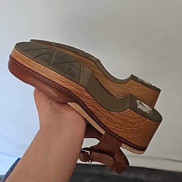 Women's Brown Leather Ankle Strap Sandals - Picture 7 of 9